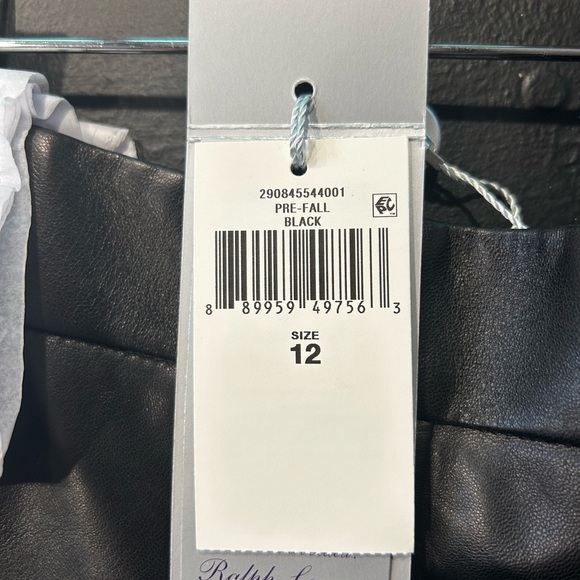 Ralph Lauren 100% Lamb Leather A-Line Black Lined Skirt, Made In Italy, Size 12 - Picture 4 of 9